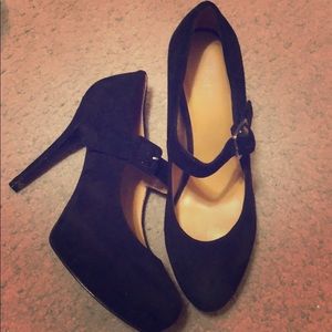 Black suede pumps